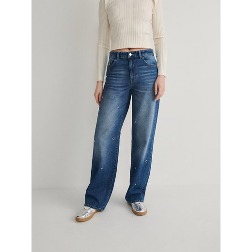 Jeansy damskie granatowe Reserved