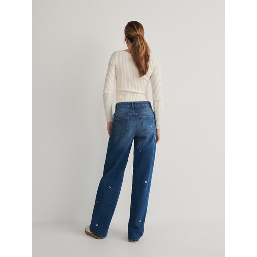 Jeansy damskie granatowe Reserved
