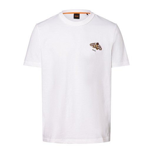 BOSS Orange Koszulka męska - TeeButterflyBoss Mężczyźni Bawełna biały nadruk ze sklepu vangraaf w kategorii T-shirty męskie - zdjęcie 168208715
