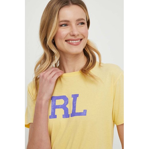 Polo Ralph Lauren t-shirt bawełniany kolor żółty ze sklepu ANSWEAR.com w kategorii Bluzki damskie - zdjęcie 168209607