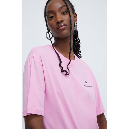 Chiara Ferragni t-shirt bawełniany damski kolor różowy 76CBHG05 ze sklepu ANSWEAR.com w kategorii Bluzki damskie - zdjęcie 168210279