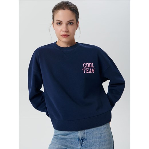 Sinsay - Bluza z nadrukiem - granatowy Sinsay M wyprzedaż Sinsay