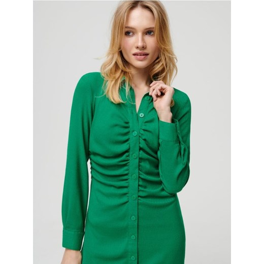 Sinsay - Sukienka mini koszulowa - zielony ze sklepu Sinsay w kategorii Sukienki - zdjęcie 168214038