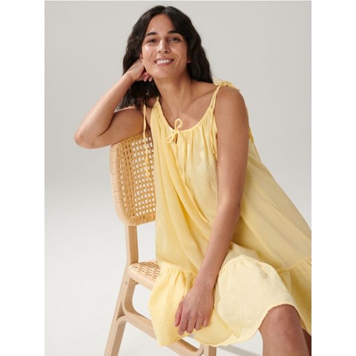 Sinsay - Sukienka mini z wiązaniem - żółty ze sklepu Sinsay w kategorii Sukienki - zdjęcie 168214077