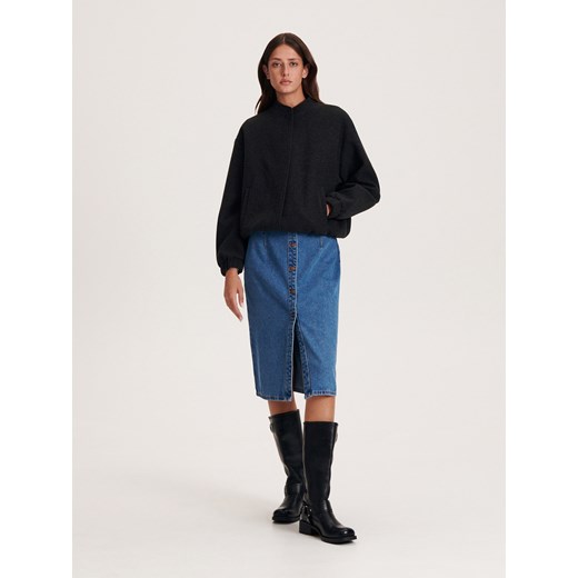 Reserved - Flauszowa kurtka bomber - ciemnoszary Reserved S okazja Reserved