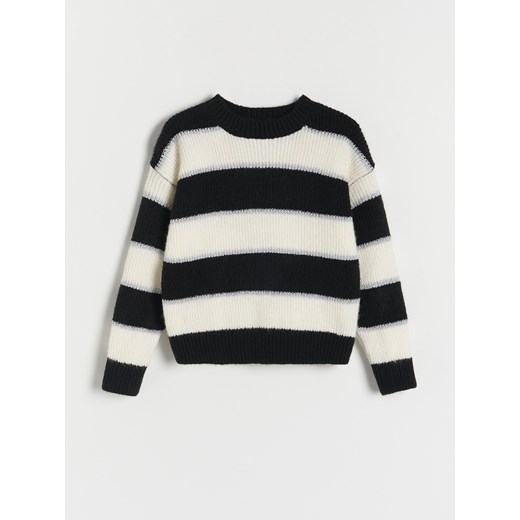 Reserved - Dzianinowy sweter w paski - wielobarwny ze sklepu Reserved w kategorii Swetry dziewczęce - zdjęcie 168214929