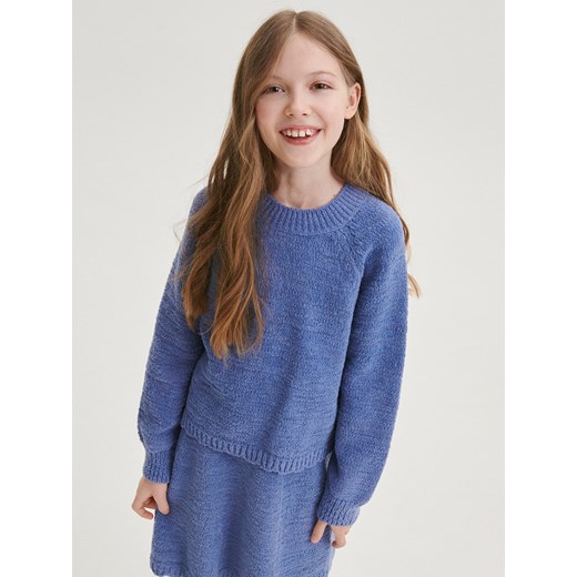 Reserved - Sweter z reglanowym rękawem - niebieski ze sklepu Reserved w kategorii Swetry dziewczęce - zdjęcie 168214945