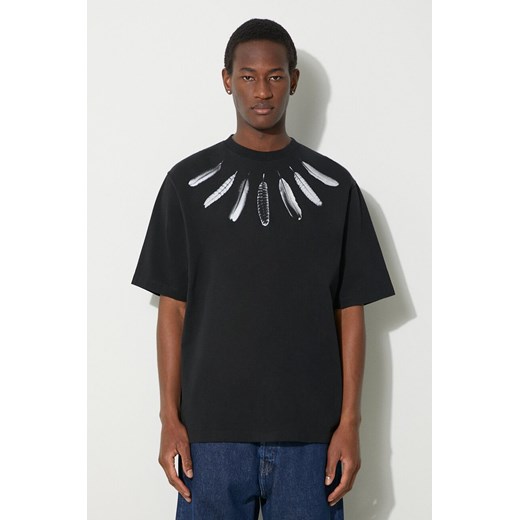 Marcelo Burlon t-shirt bawełniany Collar Feathers Over męski kolor czarny z nadrukiem CMAA054S24JER0061001 ze sklepu PRM w kategorii T-shirty męskie - zdjęcie 168215246