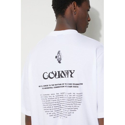 Marcelo Burlon t-shirt bawełniany County Manifesto męski kolor biały z nadrukiem CMAA054S24JER0080110 ze sklepu PRM w kategorii T-shirty męskie - zdjęcie 168215248