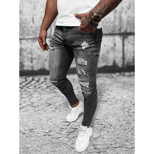 Spodnie jeansowe męskie czarne OZONEE NB/MP0125N ze sklepu ozonee.pl w kategorii Jeansy męskie - zdjęcie 168218296