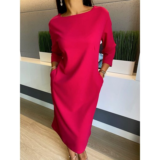 Różowa Sukienka z Kieszeniami ze sklepu ModnaKiecka.pl w kategorii Sukienki - zdjęcie 168220405