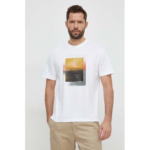 Calvin Klein t-shirt bawełniany męski kolor biały z nadrukiem ze sklepu ANSWEAR.com w kategorii T-shirty męskie - zdjęcie 168220789