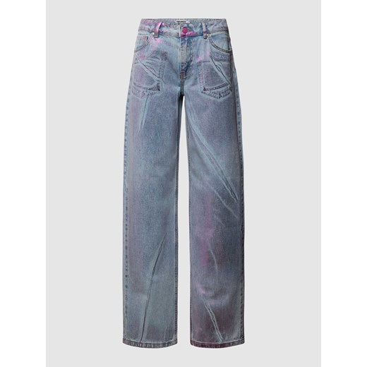 Jeansy o kroju straight fit ze średnim stanem z czystej bawełny ze sklepu Peek&Cloppenburg  w kategorii Jeansy damskie - zdjęcie 168222268
