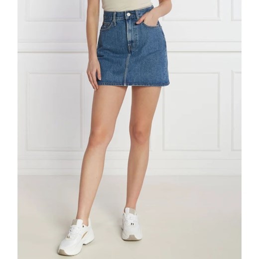 Spódnica Tommy Jeans mini niebieska bawełniana na lato 