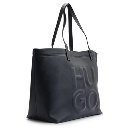 Shopper bag Hugo Boss czarna ze skóry ekologicznej na ramię elegancka bez dodatków 