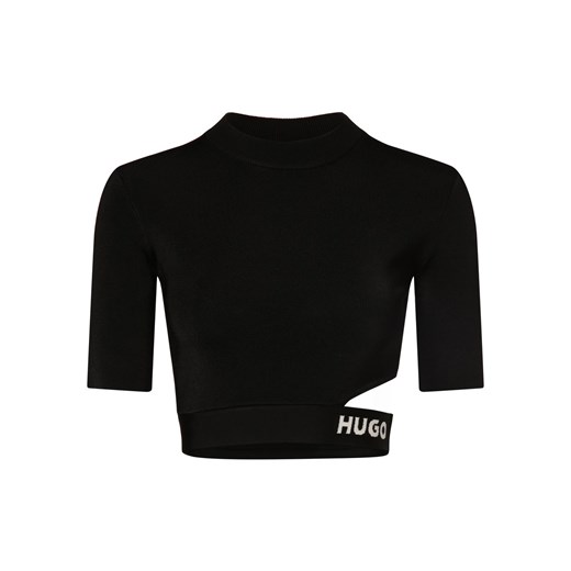 HUGO Koszulka damska - Satchina Kobiety czarny jednolity ze sklepu vangraaf w kategorii Bluzki damskie - zdjęcie 168228897