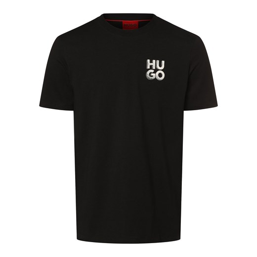 HUGO Koszulka męska - Detzington241 Mężczyźni Bawełna czarny nadruk ze sklepu vangraaf w kategorii T-shirty męskie - zdjęcie 168228906