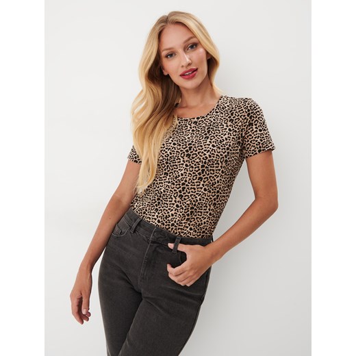 Mohito - Koszulka w panterkę - beżowy ze sklepu Mohito w kategorii Bluzki damskie - zdjęcie 168230515