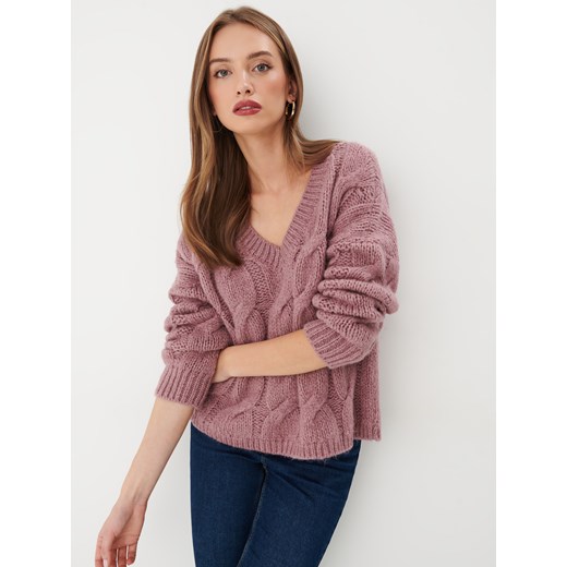 Mohito - Sweter z warkoczowym splotem - różowy ze sklepu Mohito w kategorii Swetry damskie - zdjęcie 168231378