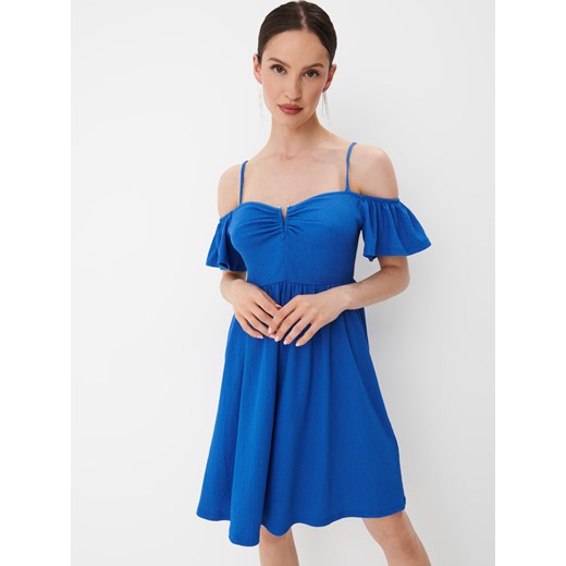 Mohito - Sukienka mini z odkrytymi ramionami - Niebieski Mohito XL Mohito promocyjna cena
