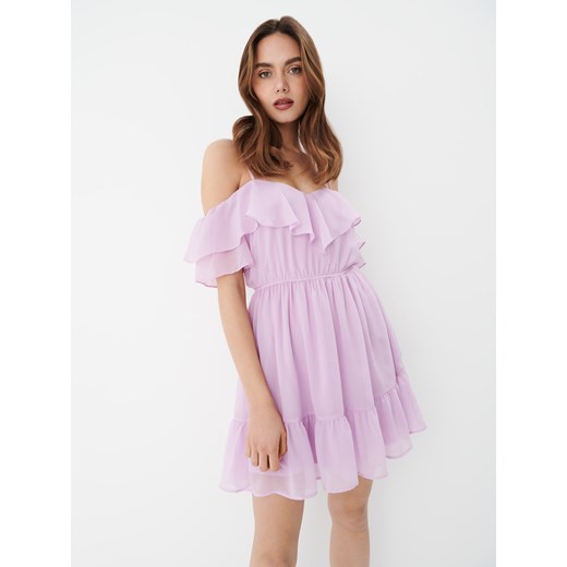 Mohito - Sukienka mini typu cold shoulder - Fioletowy Mohito 42 promocyjna cena Mohito