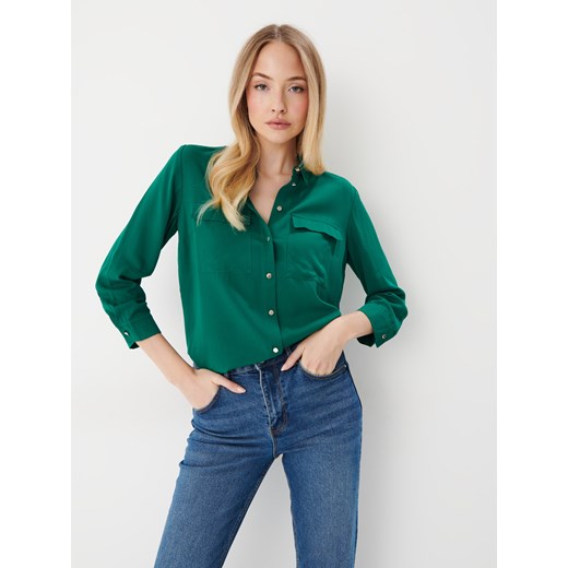 Mohito - Zielona koszula z wiskozy - zielony ze sklepu Mohito w kategorii Koszule damskie - zdjęcie 168237897