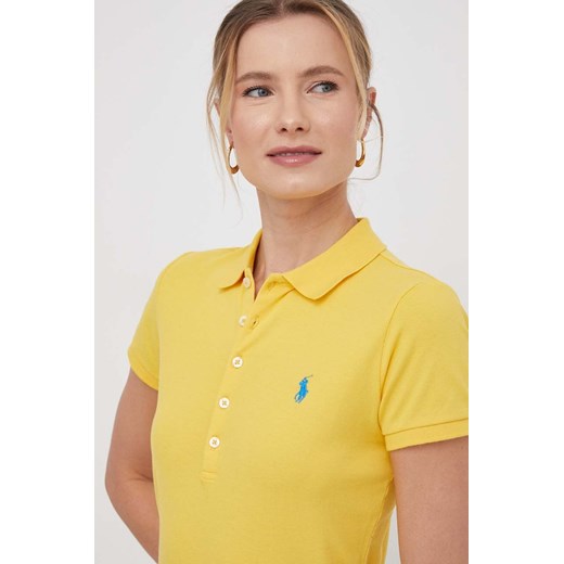 Polo Ralph Lauren polo damski kolor żółty ze sklepu ANSWEAR.com w kategorii Bluzki damskie - zdjęcie 168238075