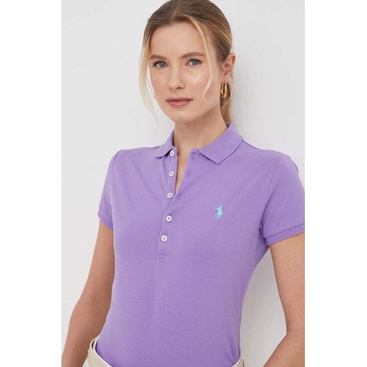 Polo Ralph Lauren polo damski kolor fioletowy ze sklepu ANSWEAR.com w kategorii Bluzki damskie - zdjęcie 168238085