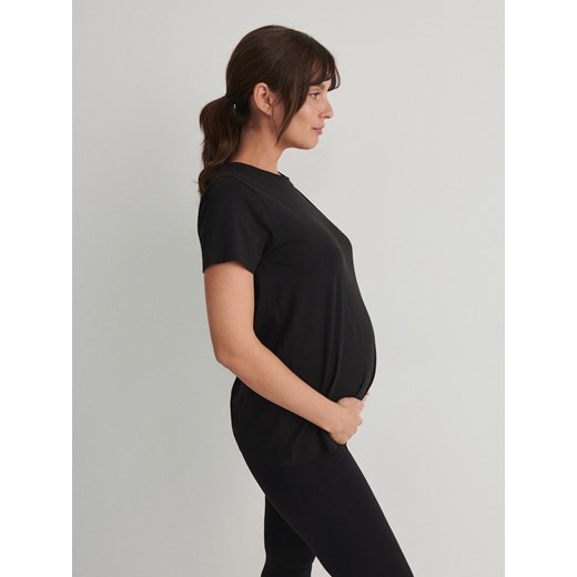 Reserved - T-shirt z bawełny - czarny ze sklepu Reserved w kategorii Bluzki ciążowe - zdjęcie 168243945