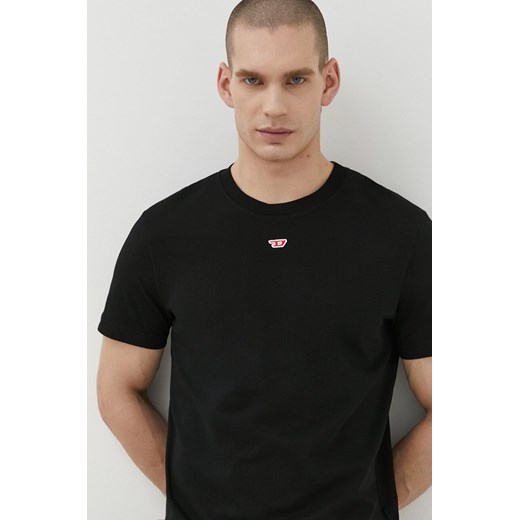 Diesel t-shirt bawełniany męski kolor czarny z aplikacją Diesel S ANSWEAR.com