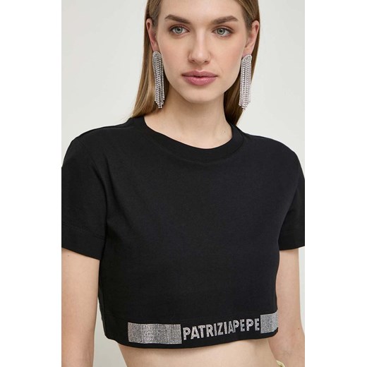 Patrizia Pepe t-shirt bawełniany damski kolor czarny 8M1613 J089 ze sklepu ANSWEAR.com w kategorii Bluzki damskie - zdjęcie 168250769