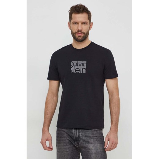 Calvin Klein t-shirt bawełniany męski kolor czarny z aplikacją Calvin Klein XXL ANSWEAR.com