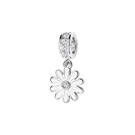 Beads srebrny pokryty emalią z cyrkoniami - kwiat - Dots ze sklepu YES.pl w kategorii Zawieszki - zdjęcie 168257035