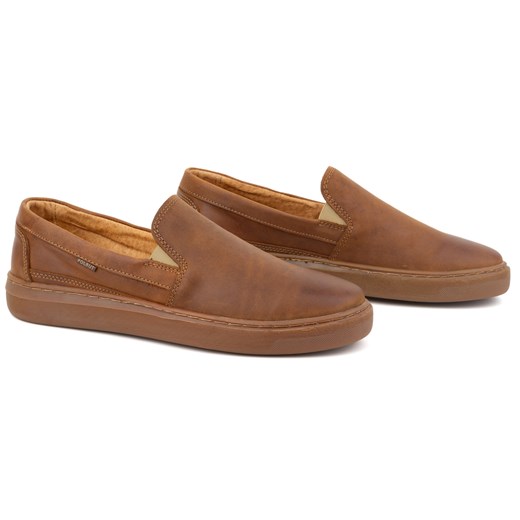 Buty męskie wsuwane ze skóry naturalnej POLBUT 2124 camel ze sklepu butyolivier w kategorii Trampki męskie - zdjęcie 168257298