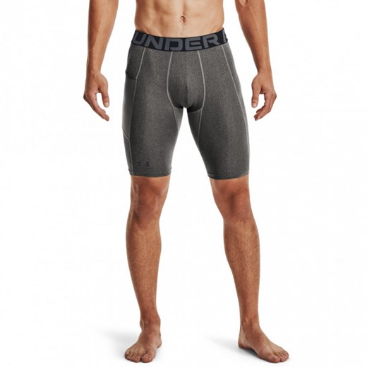 Męskie spodenki treningowe Under Armour HeatGear Pocket Long Shorts - szare ze sklepu Sportstylestory.com w kategorii Spodenki męskie - zdjęcie 168259199