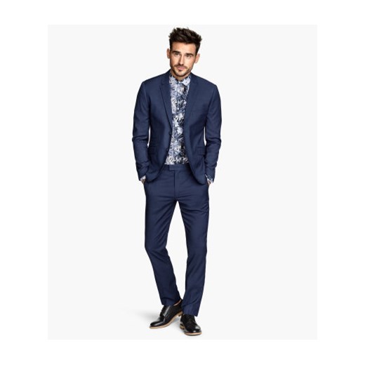 Spodnie garniturowe Skinny fit h-m granatowy do garnituru