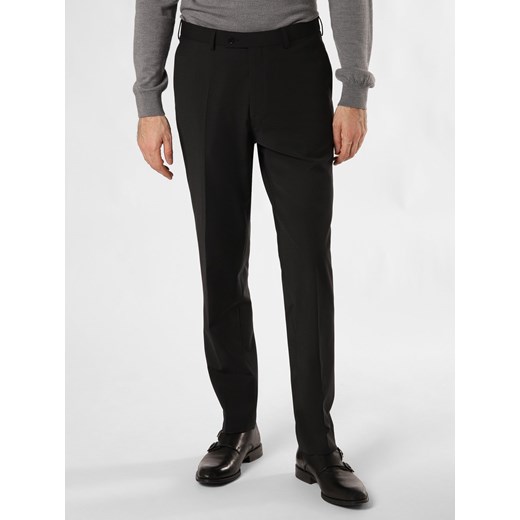 Finshley & Harding Spodnie - Carter Mężczyźni Regular Fit Wełna czarny jednolity ze sklepu vangraaf w kategorii Spodnie męskie - zdjęcie 168265159
