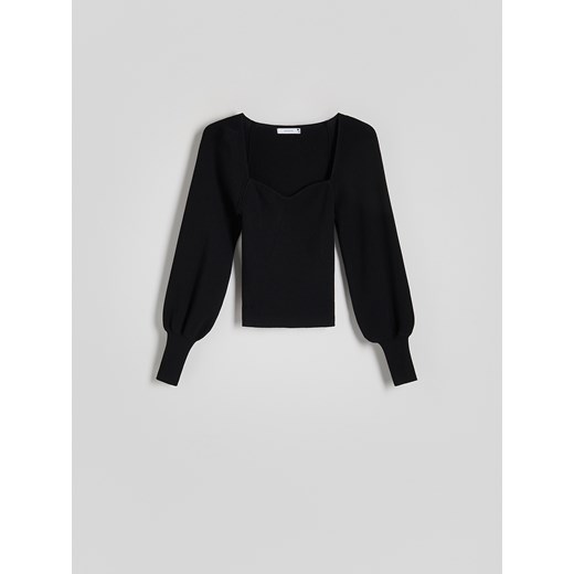 Reserved bluzka damska czarna z wiskozy jesienna casualowa 