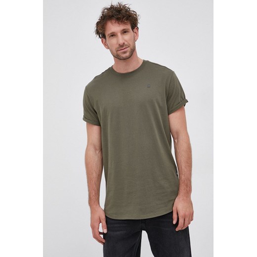 G-Star Raw t-shirt bawełniany D16396.B353 kolor zielony ze sklepu ANSWEAR.com w kategorii T-shirty męskie - zdjęcie 168267558