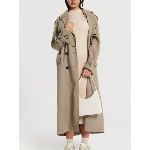 Beżowy płaszcz damski Sinsay 