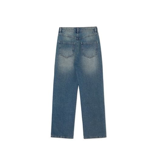Cropp - Jeansy straight z efektem sprania - niebieski Cropp 32 Cropp