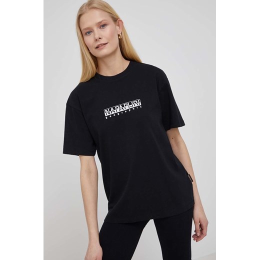 Napapijri t-shirt bawełniany S-Box kolor czarny NP0A4GDD0411 ze sklepu PRM w kategorii Bluzki damskie - zdjęcie 168271336