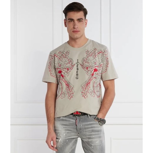 T-shirt męski Iceberg bawełniany z krótkim rękawem 