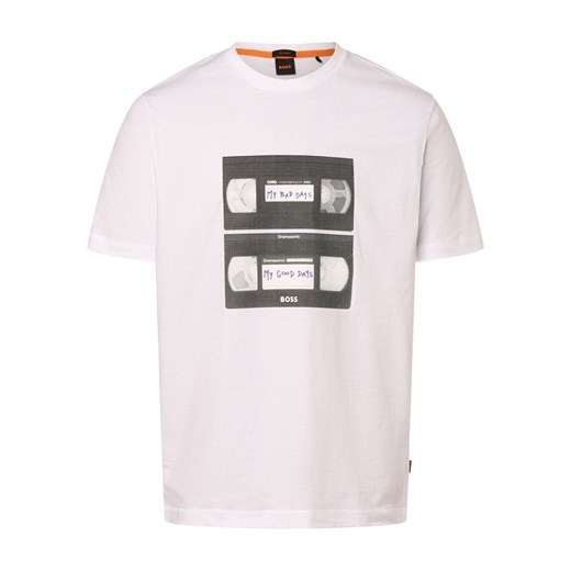 BOSS Orange Koszulka męska - TeRetroLeo Mężczyźni Bawełna biały nadruk ze sklepu vangraaf w kategorii T-shirty męskie - zdjęcie 168278277