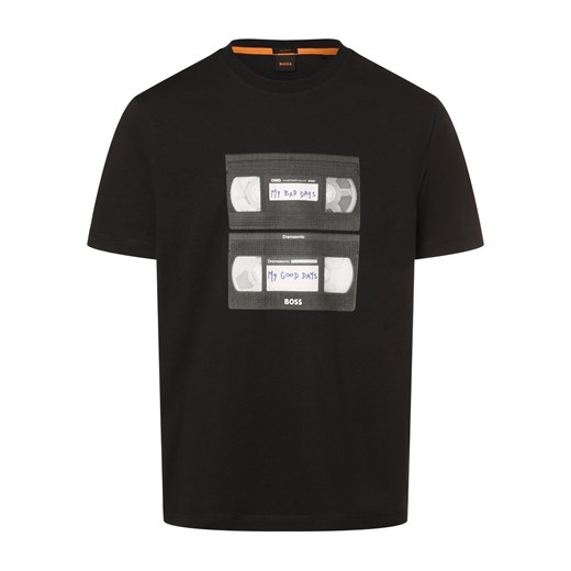 BOSS Orange Koszulka męska - TeRetroLeo Mężczyźni Bawełna czarny nadruk ze sklepu vangraaf w kategorii T-shirty męskie - zdjęcie 168278278