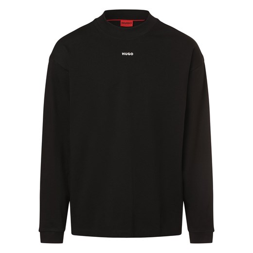 HUGO Męska koszula z długim rękawem - Dapaso Mężczyźni Bawełna czarny jednolity ze sklepu vangraaf w kategorii T-shirty męskie - zdjęcie 168282369