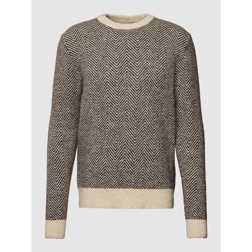 Sweter z dzianiny z fakturowanym wzorem model ‘RAI’ ze sklepu Peek&Cloppenburg  w kategorii Swetry męskie - zdjęcie 168298496