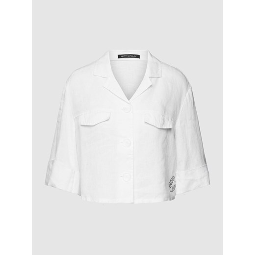 Bluzka lniana krótka z ozdobnym obszyciem model ‘Mai’ ze sklepu Peek&Cloppenburg  w kategorii Koszule damskie - zdjęcie 168302129