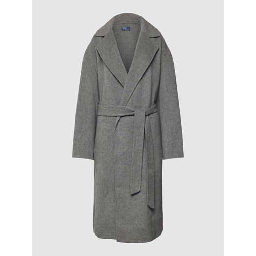 Krótki płaszcz z mieszanki wełny z domieszką kaszmiru z wiązanym paskiem ze sklepu Peek&Cloppenburg  w kategorii Płaszcze damskie - zdjęcie 168303996