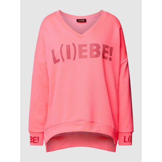 Bluza z dekoltem w serek model ‘L(I)EBE!’ ze sklepu Peek&Cloppenburg  w kategorii Bluzy damskie - zdjęcie 168320266